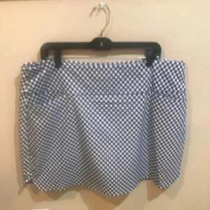 Lady Hagen Blue and White Gingham Women's Skort-Size XXL
